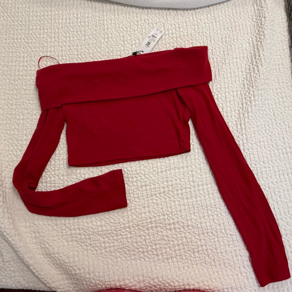 Red off the shoulder top